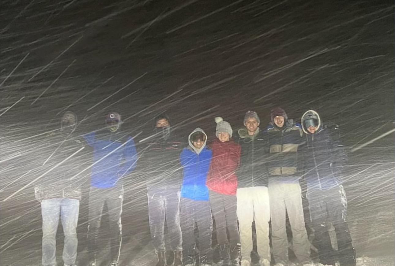 Group of people in a snowstorm