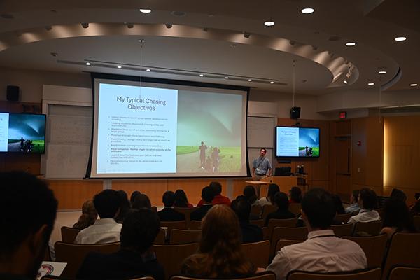 Image of keynote speaker presenting in Klarman Auditorium